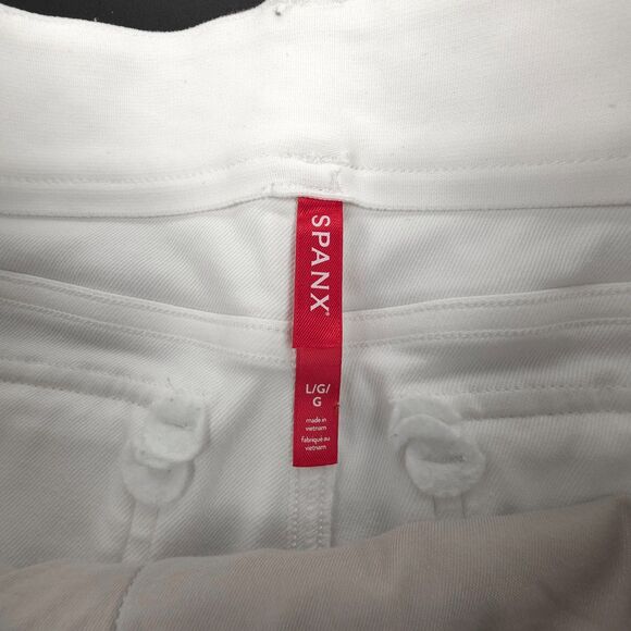 NEW Spanx Stretch Twill Cropped Pant White 70s Boho Wide Leg Shaping Trouser - Picture 2 of 8
